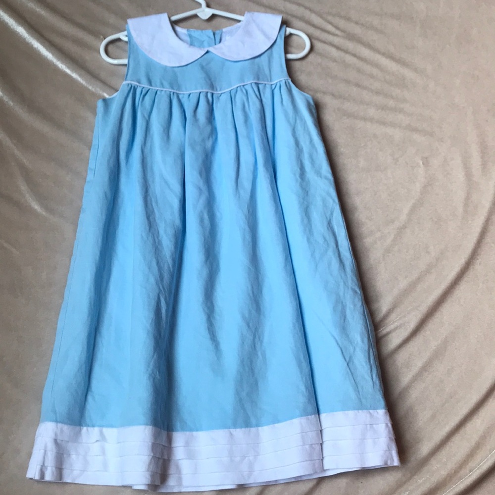 Summery blue & white linen dress